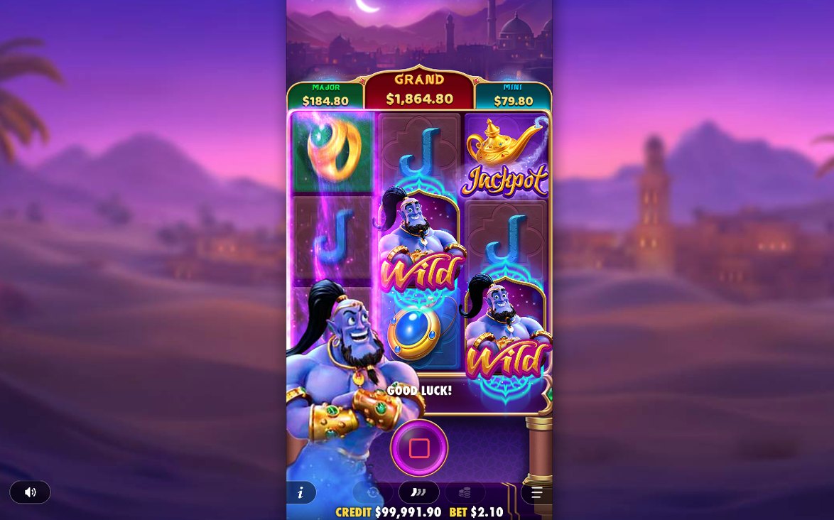 Jackpot Bonus Game screen, triggered by badged WILDs