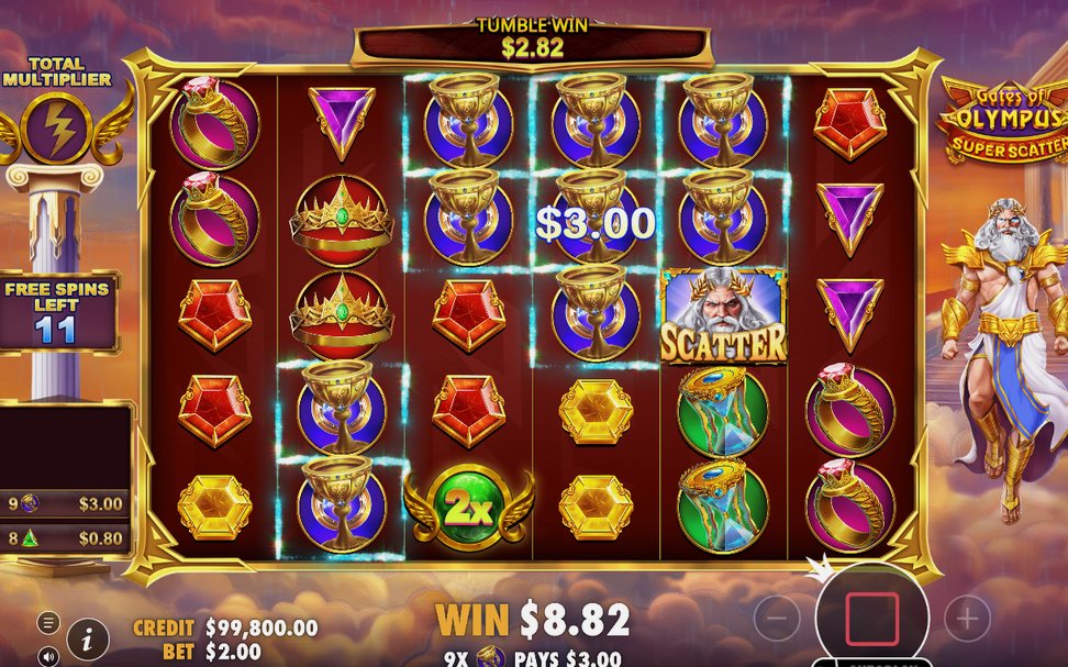Free Spins round with running multiplier total