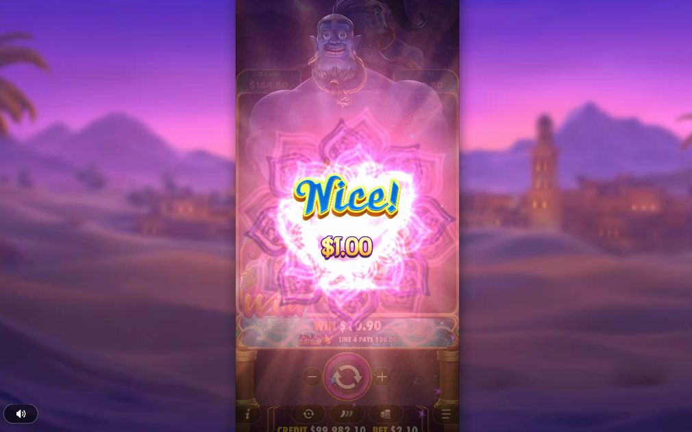 Win screen showing a paid combination on the grid