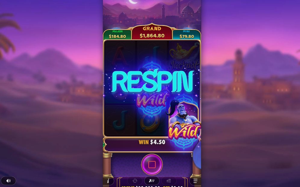 Wild Respin screen with two WILD reels held